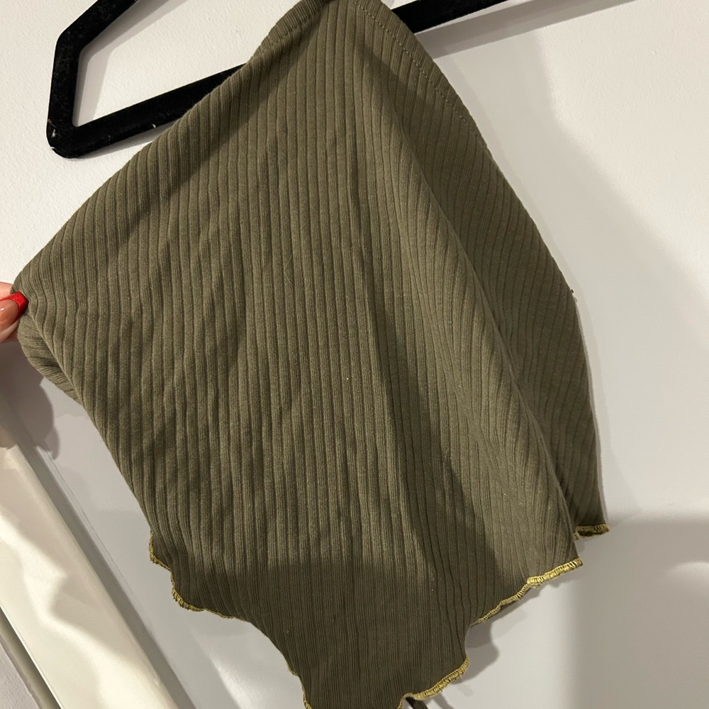 Olive Green Ribbed Top
